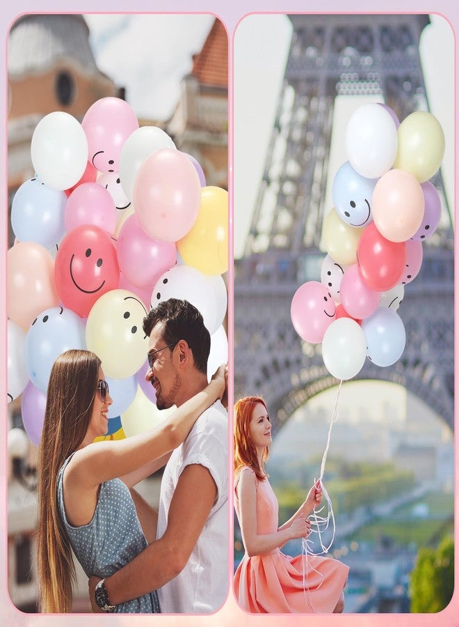 Sratte 100 Pcs 12 Inch Smile Face Balloons Assorted Pastel Unicorn Rainbow Morandi Colorful Latex Round Helium Naughty Balloons for Birthday Baby Shower Wedding Bridal Festive Party Decoration Supply - Image 4